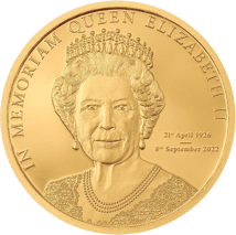 0,5g Gold Queen Elizabeth II. - In Memoriam 2022 PP (Auflage: 25.000 | Polierte Platte)