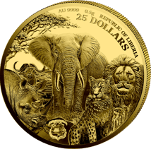 0,5g Gold African Animals Elefant 2025 (Auflage: 5.000 | Polierte Platte)