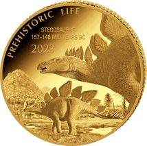 0,5g Gold Prehistoric Life Stegosaurus 2023 PP (Auflage: 2.000 | Polierte Platte)