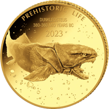 0,5g Gold Prehistoric Life Dunkleosteus 2023 PP (Auflage: 2.000 | Polierte Platte)