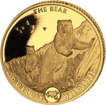 0,5g Gold World's Wildlife Grizzly Bär 2022 (Auflage: 5.000 | Polierte Platte)