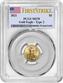 1/10 Unze Gold American Eagle 2021 Typ II (MS-70 PCGS)