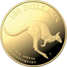 1 Unze Gold Australien Känguru 2023 30. Jubiläum (Auflage: 1.000 | Polierte Platte | Royal Australian Mint)