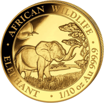 1/10 Unze Gold Somalia Elefant 2019