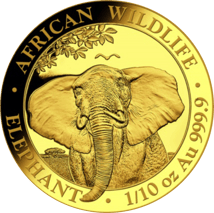 1/10 Unze Gold Somalia Elefant 2021