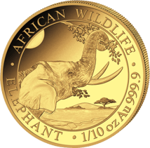 1/10 Unze Gold Somalia Elefant 2023