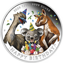 1/2 Unze Silber Glückwunsch zum Geburtstag 2025 PP (Polierte Platte | coloriert)