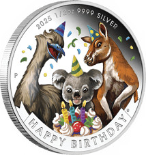 1/2 Unze Silber Glückwunsch zum Geburtstag 2025 PP (Polierte Platte | coloriert)