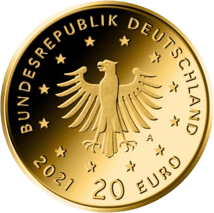 1/8 Unze Gold 20 Euro Schwarzspecht 2021 (Heimische Vögel | Buchstabe: A)