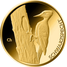 1/8 Unze Gold 20 Euro Schwarzspecht 2021 (Heimische Vögel | Buchstabe: D)