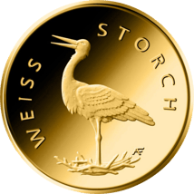 1/8 Unze Gold 20 Euro Weißstorch 2020 (Heimische Vögel | diverser Buchstabe)