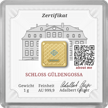 1 g Goldbarren Schloss Güldengossa Geiger