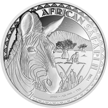 1kg Silber African Safari II Zebra 2022 (Auflage: 100 | Polierte Platte | Zertifikat Nr. 001)