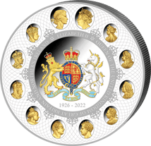1 kg Silber Gedenkmünze Queen Elisabeth II. 2022 PP (Auflage: 500 | vergoldet | Polierte Platte)