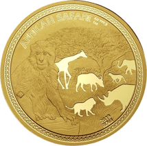 1 Unze Gold African Safari Affe 2019 PP (inkl. Holzbox & Zertifikat | Auflage: 99)