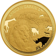 1 Unze Gold African Safari Löwe 2018 PP (inkl. Holzbox & Zertifikat | Auflage: 99)