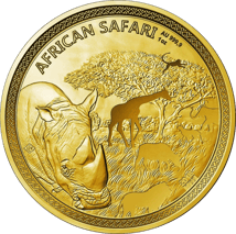 1 Unze Gold African Safari Nashorn 2018 (Auflage: 99 | Polierte Platte | Nr. 99)