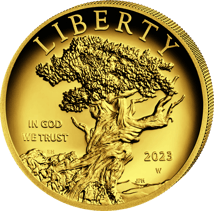 1 Unze Gold American Liberty Tree of Life 2023 ( Auflage: 12.500 | Polierte Platte | High Relief)