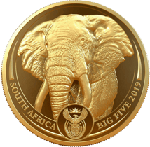 1 Unze Gold Big Five Elefant 2019 PP (Auflage: 500 | 1. Motiv | im Etui)