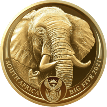 1 Unze Gold Big Five II Elefant 2021 PP (Auflage: 500 | 1. Motiv | im Etui)
