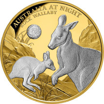 1 Unze Gold Felskänguru Australien bei Nacht 2024 PP (Auflage: 150 | Polierte Platte | Platiniert)