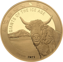 1 Unze Gold Giganten der Eiszeit Auerochse 2021 (Auflage: 1.000 | Polierte Platte)