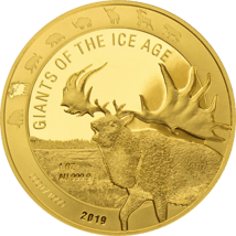 1 Unze Gold Giganten der Eiszeit - Riesenhirsch 2019 (Auflage: 1.000 | Polierte Platte)