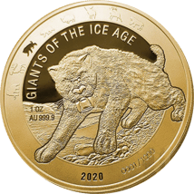 1 Unze Gold Giganten der Eiszeit - Säbelzahnkatze 2020 (Auflage: 1.000 | Polierte Platte)