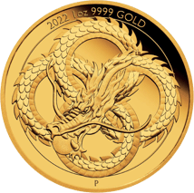 1 Unze Gold Goldener Drache 2022 PP (Auflage: 188 | Polierte Platte)