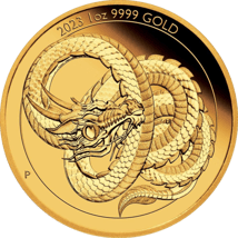 1 Unze Gold Goldener Drache 2023 PP (Auflage: 188 | Polierte Platte)