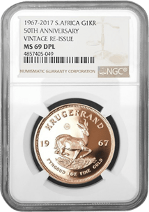 1 Unze Gold Krügerrand Vintage 1967 NGC MS 69 DPL (Prooflike | Auflage: 1.967 | im Slab)