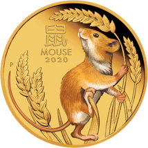 1 Unze Gold Lunar III Maus 2020 PP (Auflage: 188 | Coloriert | Polierte Platte)
