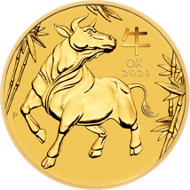 1 Unze Gold Lunar III Ochse 2021 (Auflage: 30.000)