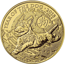 1 Unze Gold Lunar UK Hund 2018 (Stempelglanz)