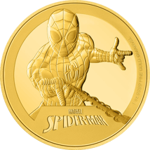 1 Unze Gold Marvel Spiderman 2023 PP (Auflage: 250 | Polierte Platte)