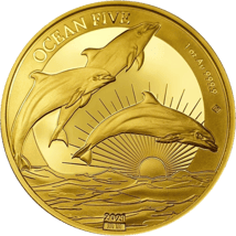 1 Unze Gold Ocean Five Delfin 2021 PP (Auflage: 100 | Polierte Platte | Zertifikat Nr. 99)