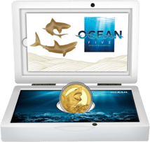 1 Unze Gold Ocean Five Weißer Hai 2022 PP (Auflage: 100 | Polierte Platte | Zertifikat Nr. 99)