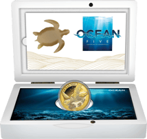 1 Unze Gold Ocean Five Schildkröte 2022 PP (Auflage: 100 | Polierte Platte)