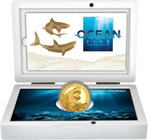 1 Unze Gold Ocean Five Weißer Hai 2022 PP (Auflage: 100)