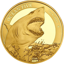 1 Unze Gold Ocean Five Weißer Hai 2022 PP (Auflage: 100)