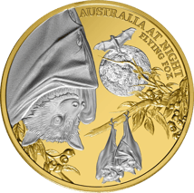 1 Unze Gold Flughund Australien bei Nacht 2023 PP (Auflage: 150 | Polierte Platte | Platiniert)
