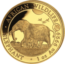 1 Unze Gold Somalia Elefant 2022 Privymark Tiger (Auflage: 100 | inkl Etui)