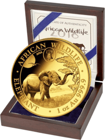 1 Unze Gold Somalia Elefant Motiv 2019 (Auflage: 100 | Privymark: ANA | Jahrgang: 2018)