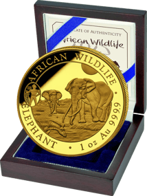1 Unze Gold Somalia Elefant Motiv 2026 (Auflage: 100 | Privy Mark: ANA Oklahoma City | Jahrgang: 2025)