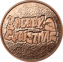 1 Unze Kupfermünze Merry Christmas Graffiti