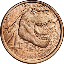 1 Unze Kupfermünze Tyrannosaurus Rex