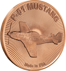 1 Unze Kupfermünze Fighter Jet P-51 Mustang