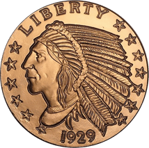 1 Unze Kupfermünze Incuse Indian 1929