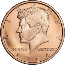 1 Unze Kupfermünze John F. Kennedy