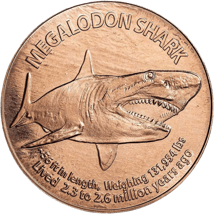 1 Unze Kupfermünze Megalodon Hai
